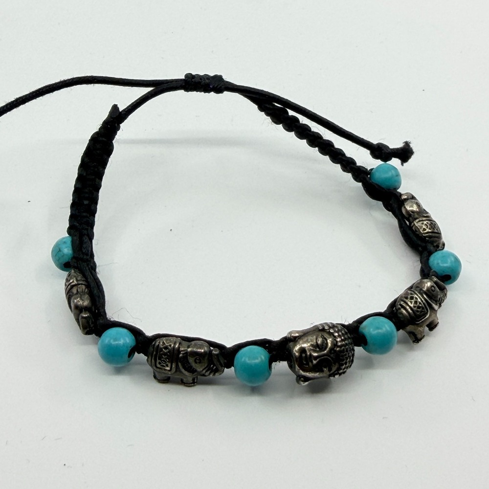 Boho Elephant & Buddha Cord Bracelet‎ Adjustable Stackable Layering Piece - Gift